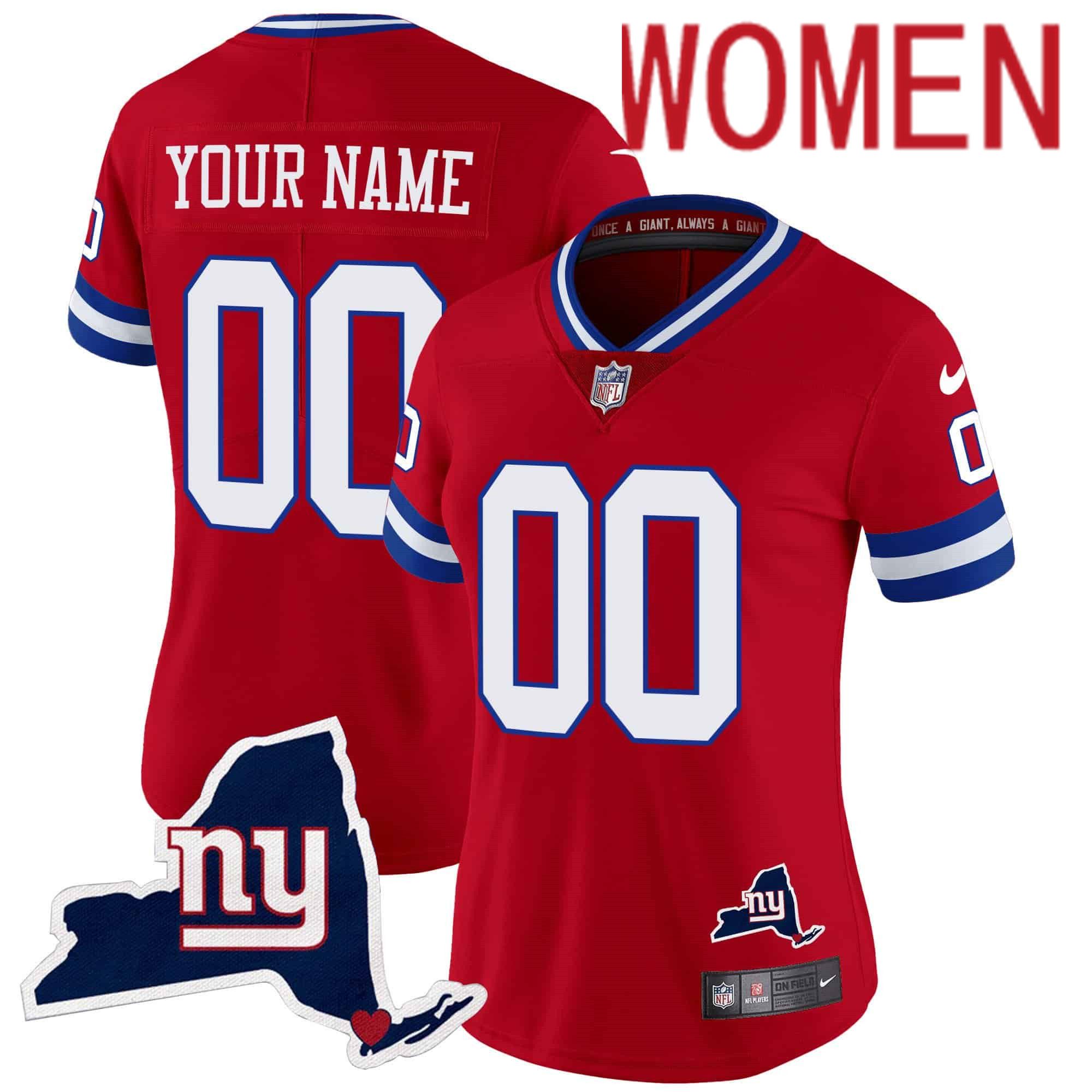 Women New York Giants Red 2024 Nike Map Patch Limited Custom NFL Jersey->customized nfl jersey->Custom Jersey
